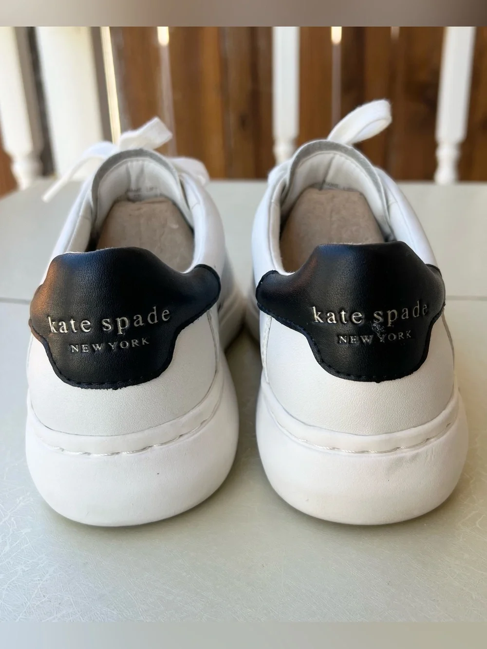 Kate Spade Lift White Leather Lace Up Sneakers 6B
